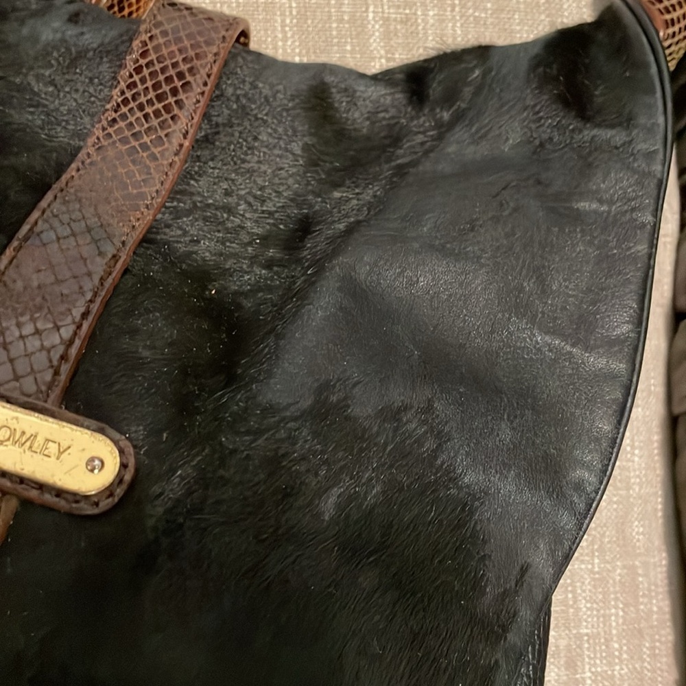 Cynthia Rowley Shoulder Bag Backpack Black Brown Textured Animal Hide Boho - Picture 14 of 14